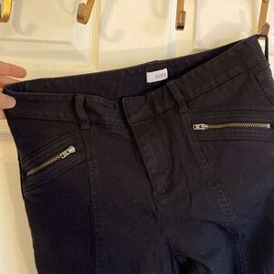 Ecru black zipper jeans